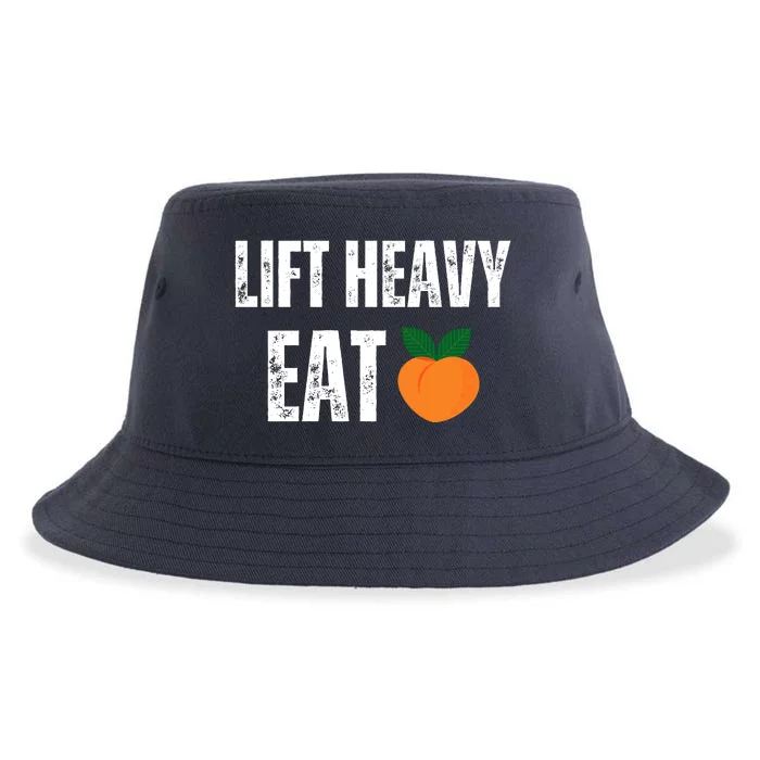 Lift Heavy Eat Ass Funny Adult Humor Workout Fitness Gym Sustainable Bucket Hat