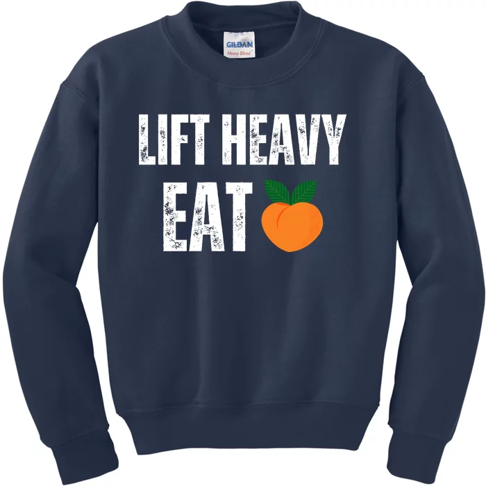 Lift Heavy Eat Ass Funny Adult Humor Workout Fitness Gym Kids Sweatshirt