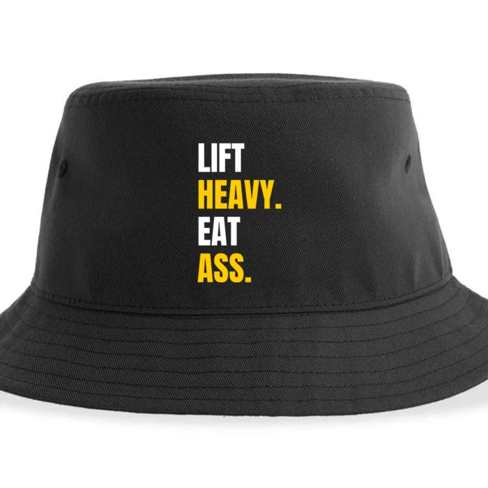 Lift Heavy Eat Ass Funny Adult Humor Workout Fitness Gym Sustainable Bucket Hat