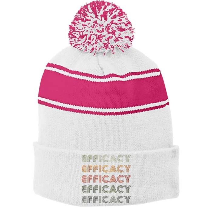 Love Heart Efficacy Grunge Stripe Pom Pom Beanie