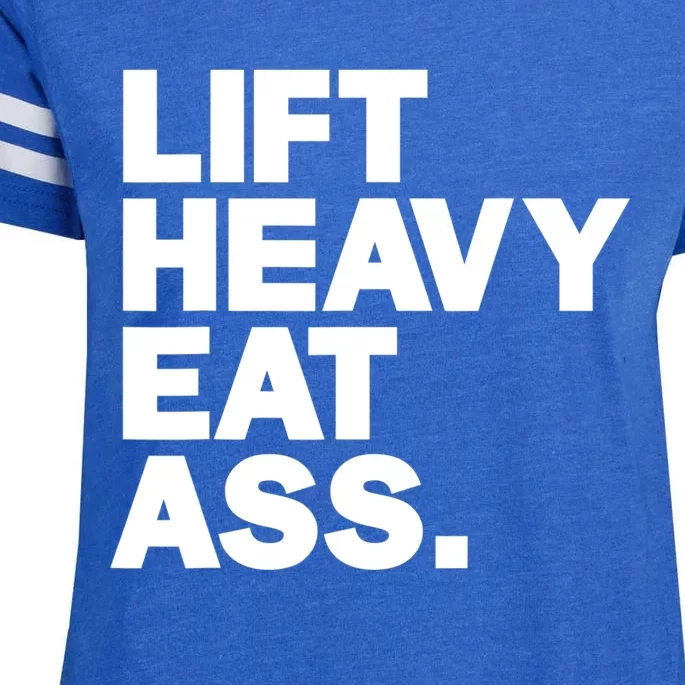 Lift Heavy Eat Ass Funny Adult Humor Workout Fitness Gym Enza Ladies Jersey Football T-Shirt