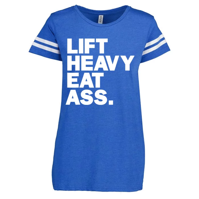 Lift Heavy Eat Ass Funny Adult Humor Workout Fitness Gym Enza Ladies Jersey Football T-Shirt