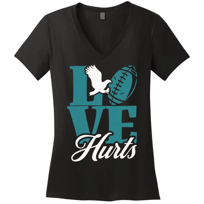 Love Hurts Eagles Retro Women's V-Neck T-Shirt