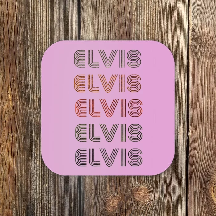 Love Heart E.L.V.I.S Grungevintage Style Black Coaster