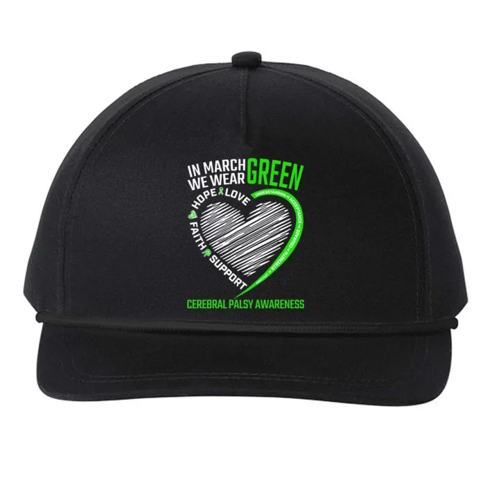 Love Hope Faith March We Wear Green Cerebral Palsy Awareness Snapback Five-Panel Rope Hat