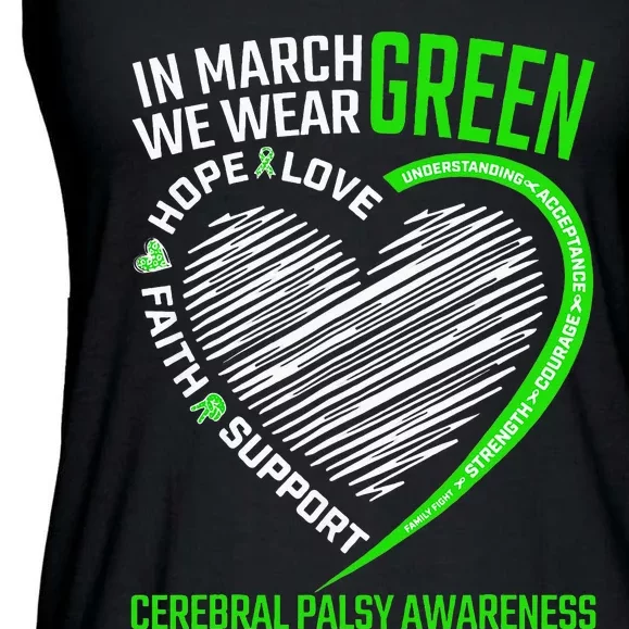 Love Hope Faith March We Wear Green Cerebral Palsy Awareness Ladies Essential Flowy Tank