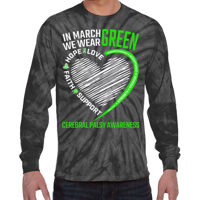 Love Hope Faith March We Wear Green Cerebral Palsy Awareness Tie-Dye Long Sleeve Shirt