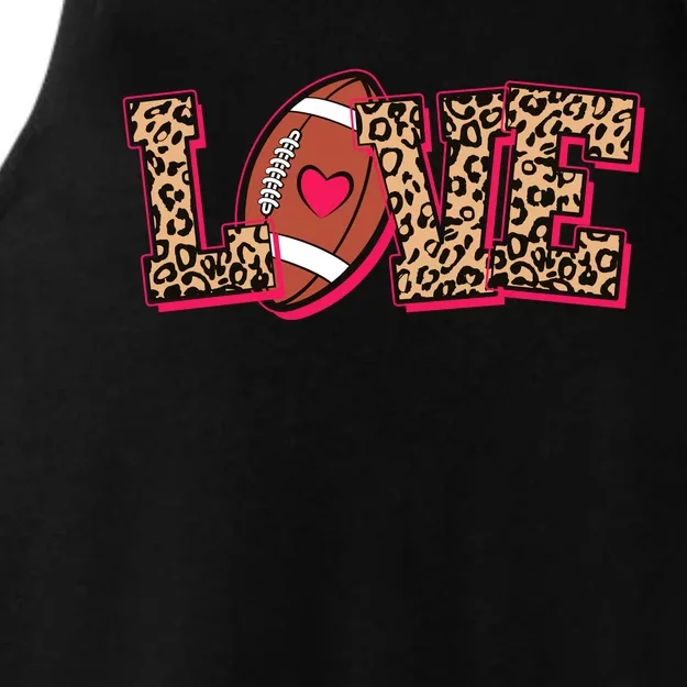 Love Heart Football Sports Fan Cute Leopard Print Ladies Tri-Blend Wicking Tank