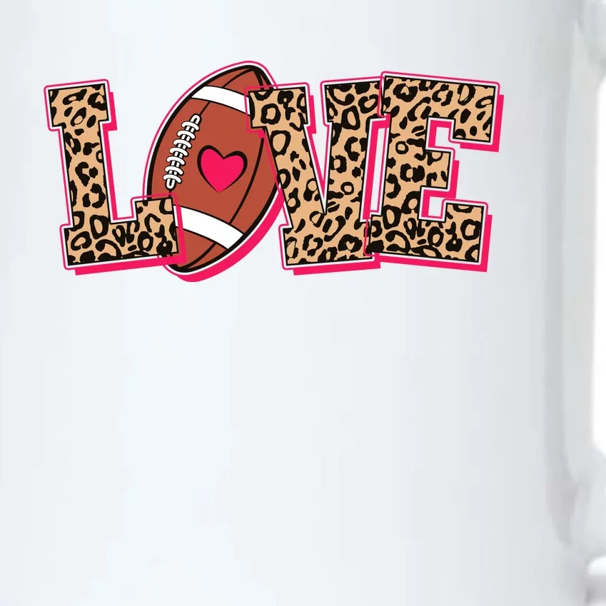 Love Heart Football Sports Fan Cute Leopard Print Black Color Changing Mug