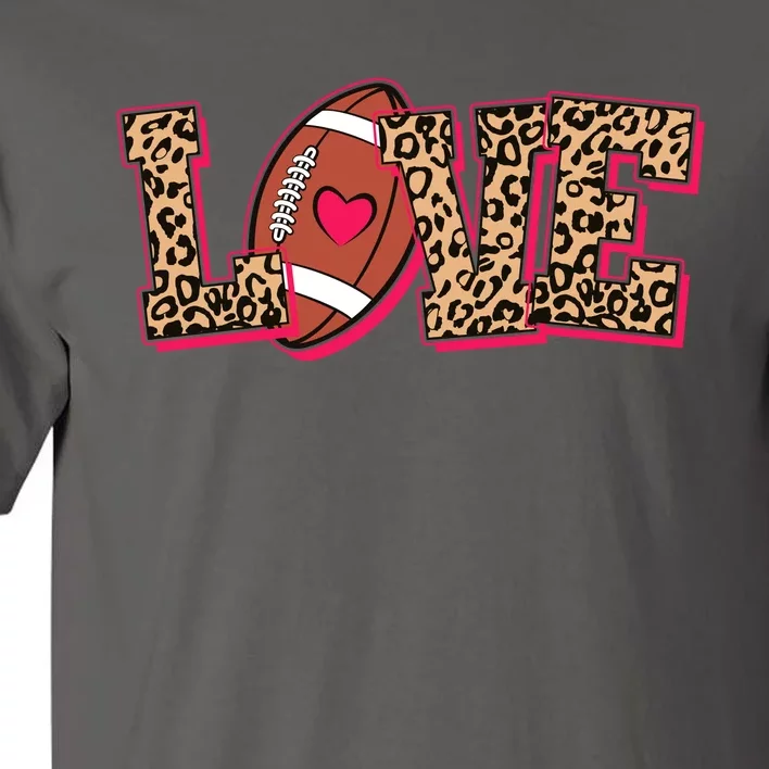 Love Heart Football Sports Fan Cute Leopard Print Tall T-Shirt