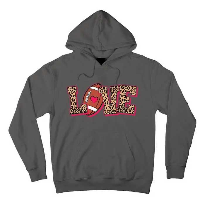 Love Heart Football Sports Fan Cute Leopard Print Tall Hoodie