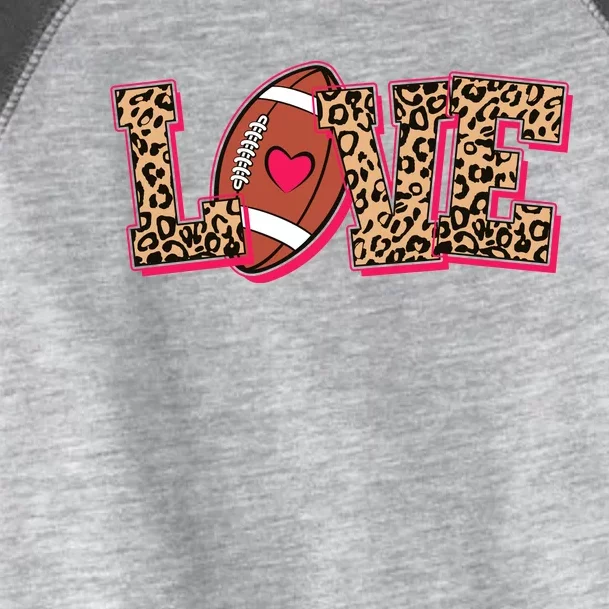 Love Heart Football Sports Fan Cute Leopard Print Toddler Fine Jersey T-Shirt