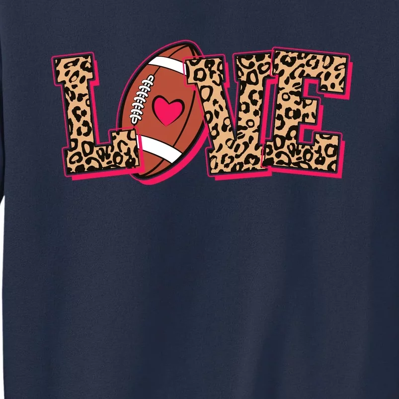 Love Heart Football Sports Fan Cute Leopard Print Sweatshirt