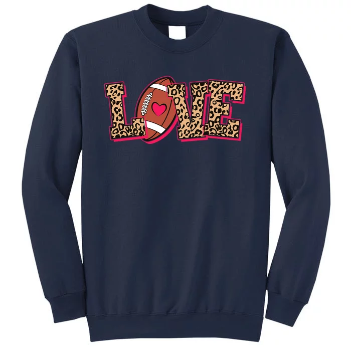 Love Heart Football Sports Fan Cute Leopard Print Sweatshirt