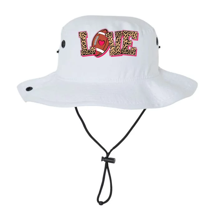 Love Heart Football Sports Fan Cute Leopard Print Legacy Cool Fit Booney Bucket Hat