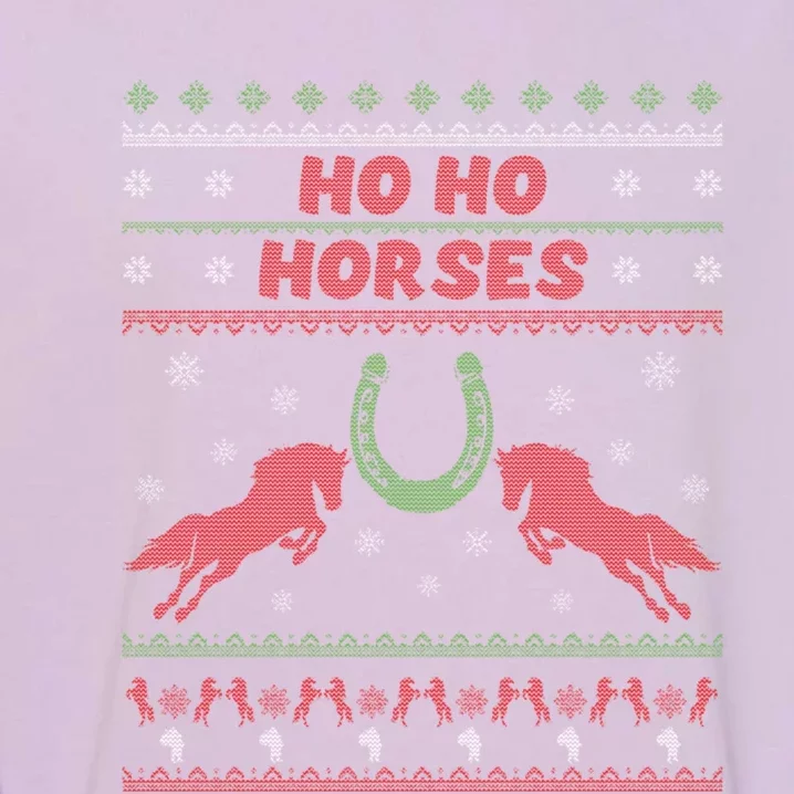 Love Horses Funny Christmas Santa Ugly Christmas Great Gift Garment-Dyed Sweatshirt