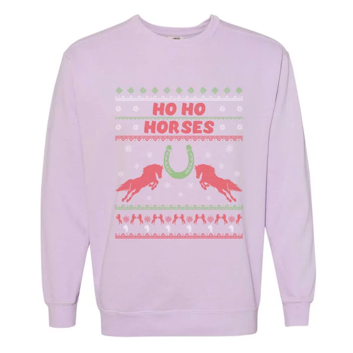 Love Horses Funny Christmas Santa Ugly Christmas Great Gift Garment-Dyed Sweatshirt