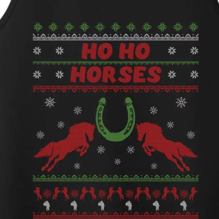 Love Horses Funny Christmas Santa Ugly Christmas Gift Performance Tank