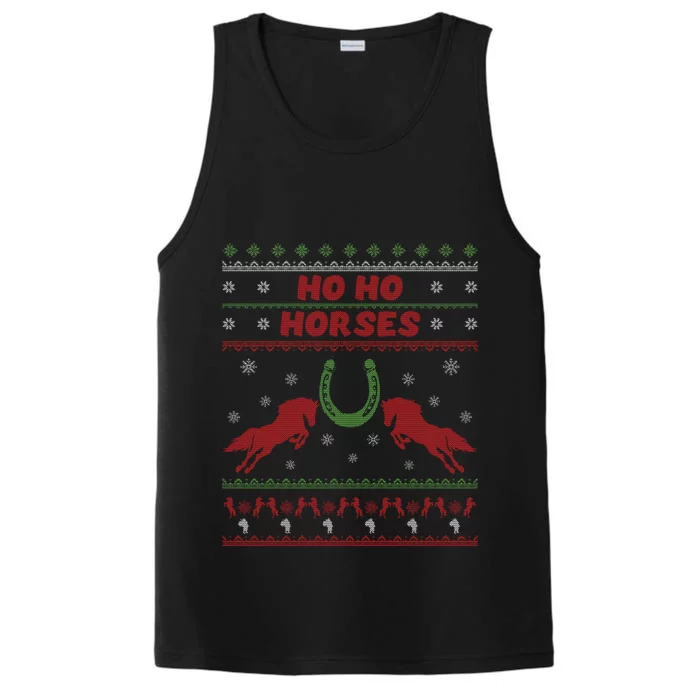 Love Horses Funny Christmas Santa Ugly Christmas Gift Performance Tank