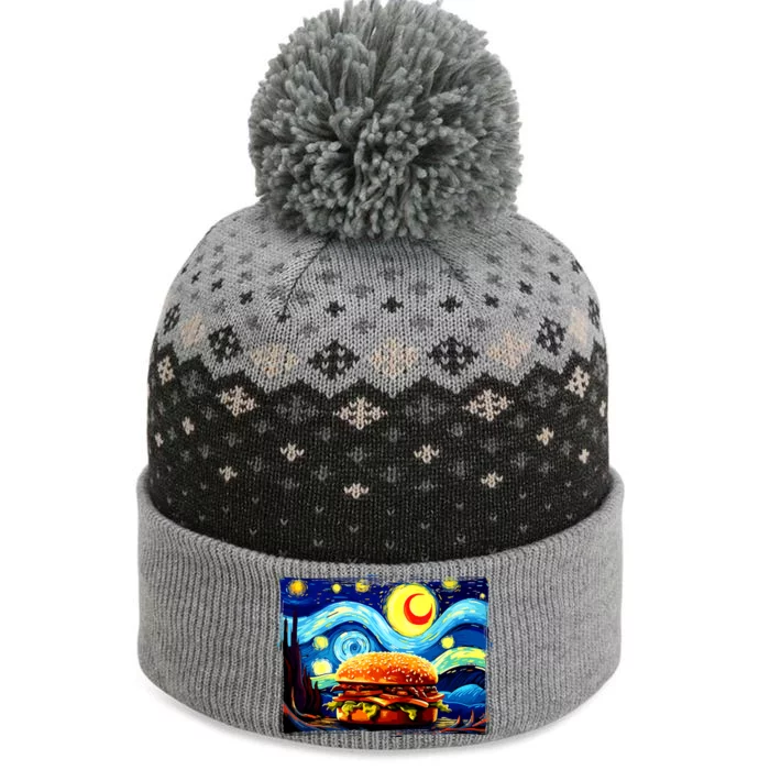 Love Hamburger Food Burger Van Gogh The Baniff Cuffed Pom Beanie