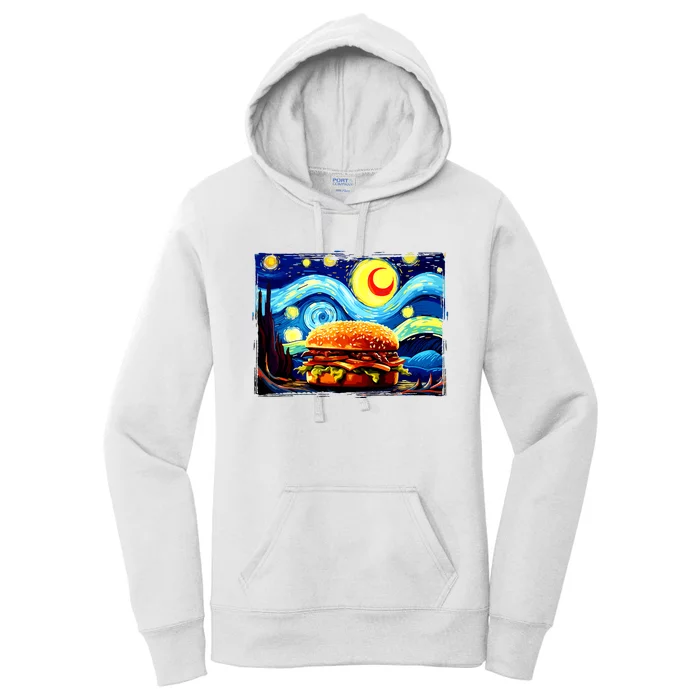 Love Hamburger Food Burger Van Gogh Women's Pullover Hoodie