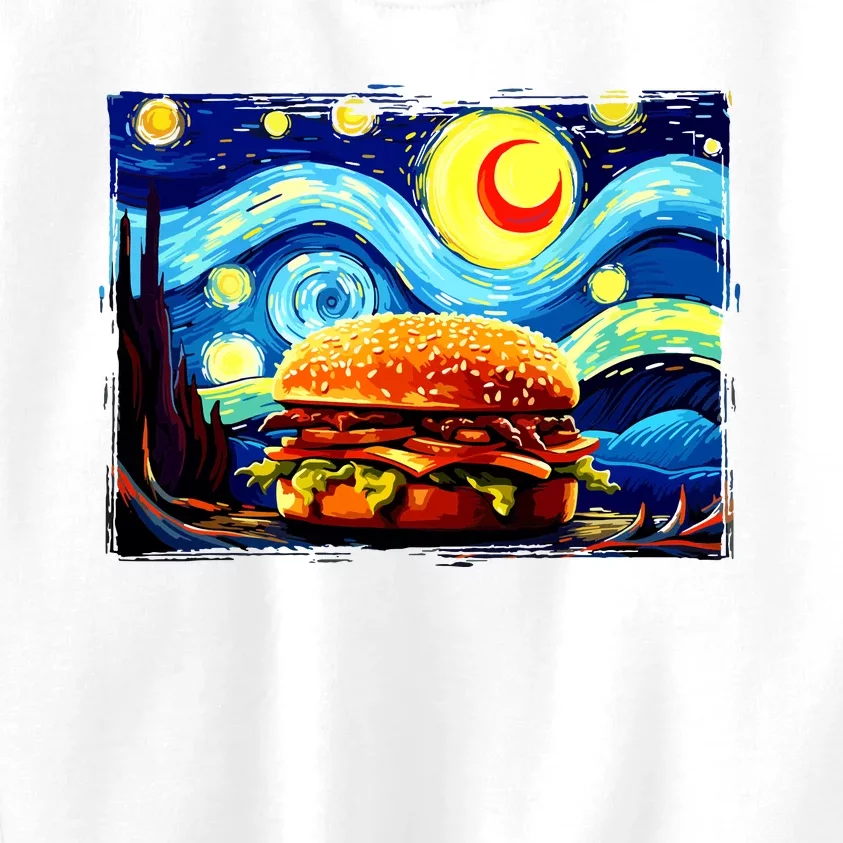 Love Hamburger Food Burger Van Gogh Kids Sweatshirt