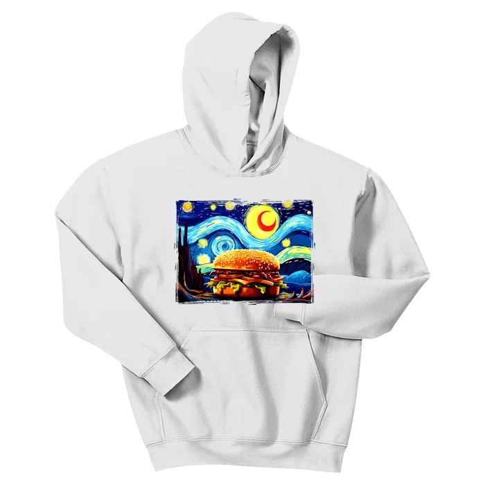 Love Hamburger Food Burger Van Gogh Kids Hoodie