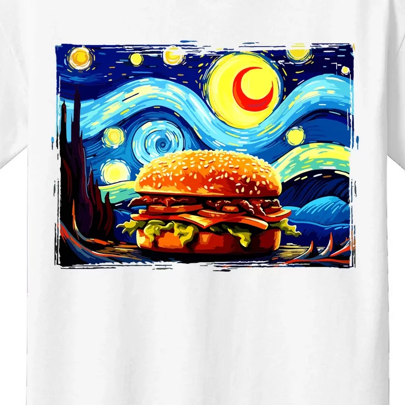 Love Hamburger Food Burger Van Gogh Kids T-Shirt