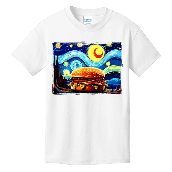 Love Hamburger Food Burger Van Gogh Kids T-Shirt