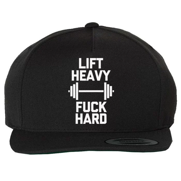 Lift Heavy Fuck Hard Cool Funny Weightlifting Workout Gym Wool Snapback Cap