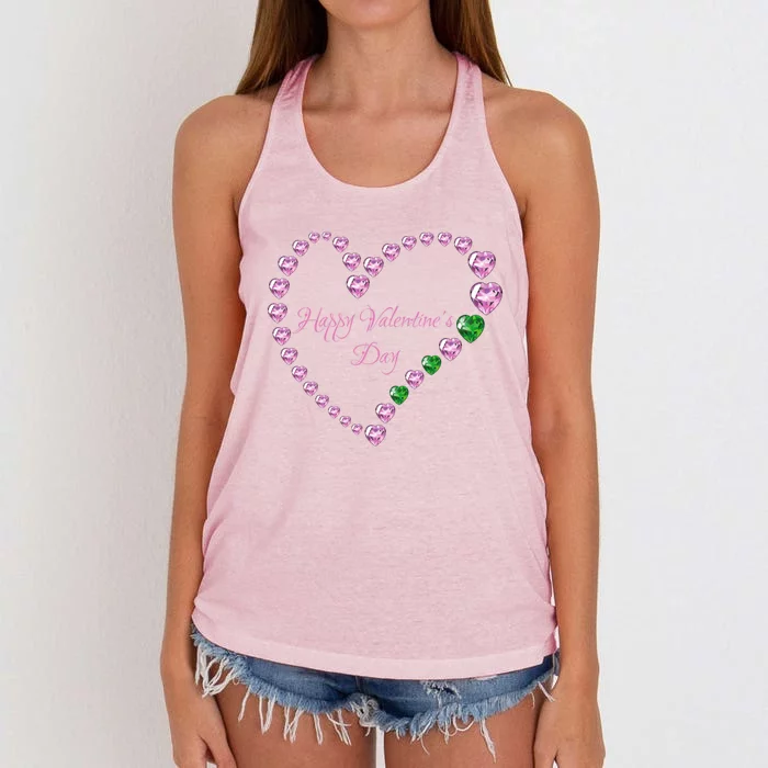 Love! Heartgiftshaped Gemstones Image Valentine Gift Women's Knotted Racerback Tank