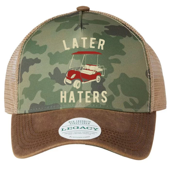 Later Haters Golf Cart Funny Vintage Legacy Tie Dye Trucker Hat