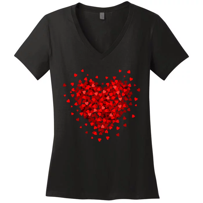 Love Heart Graphic ValentineS Day Women's V-Neck T-Shirt