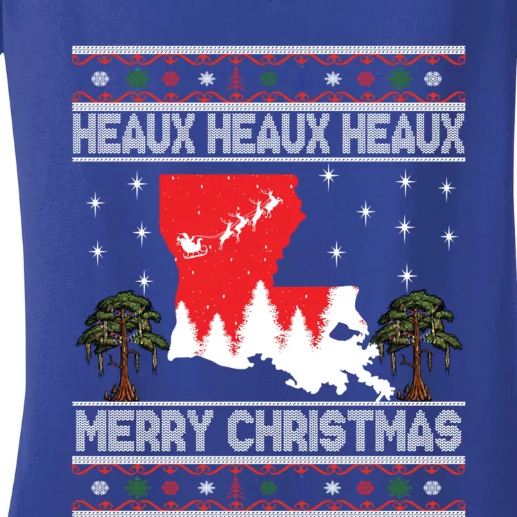 Louisiana Heaux Heaux Heaux Ugly Christmas Top Great Gift Women's V-Neck T-Shirt