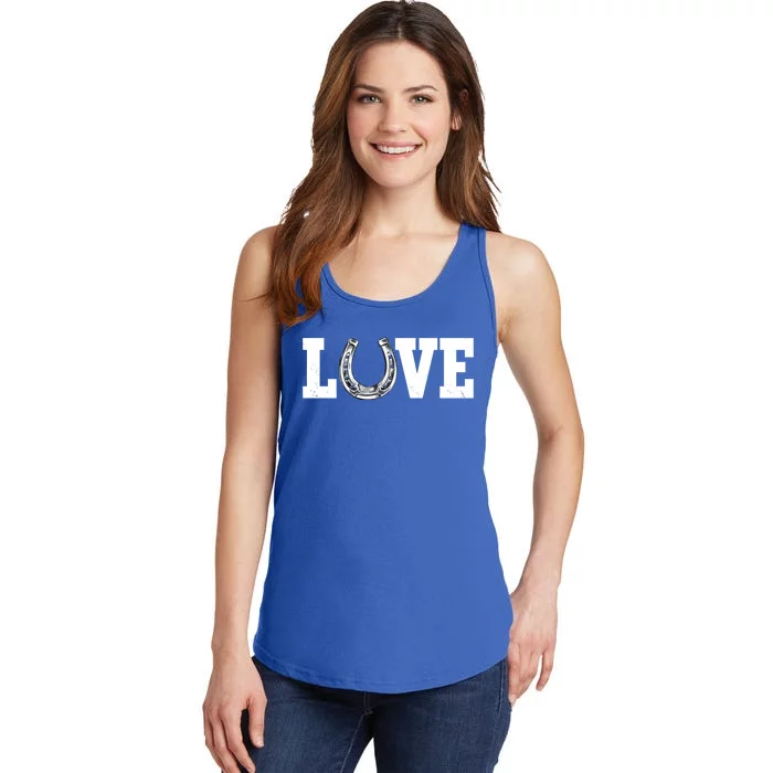 Love Horseshoe Horse Horseback Riding Lover Cow Gift Ladies Essential Tank