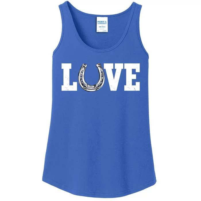 Love Horseshoe Horse Horseback Riding Lover Cow Gift Ladies Essential Tank