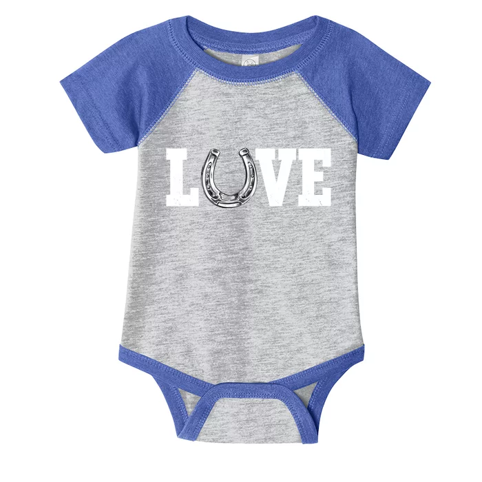 Love Horseshoe Horse Horseback Riding Lover Cow Gift Infant Baby Jersey Bodysuit