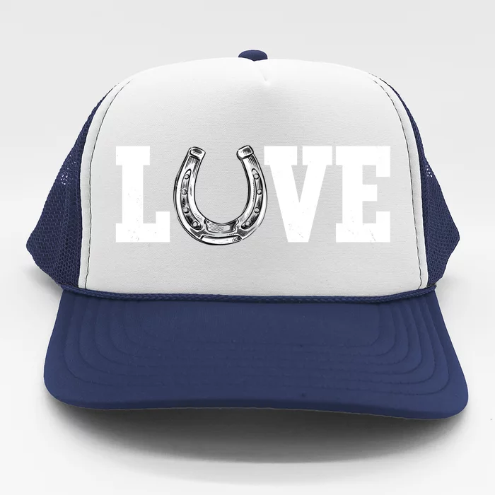 Love Horseshoe Horse Horseback Riding Lover Cow Gift Trucker Hat