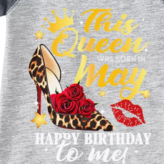 Leopard High Heel This Queen Was Born In May Happy Birthday Infant Baby Jersey Bodysuit