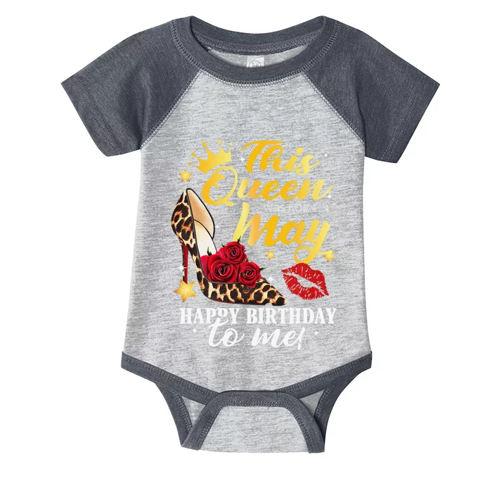 Leopard High Heel This Queen Was Born In May Happy Birthday Infant Baby Jersey Bodysuit