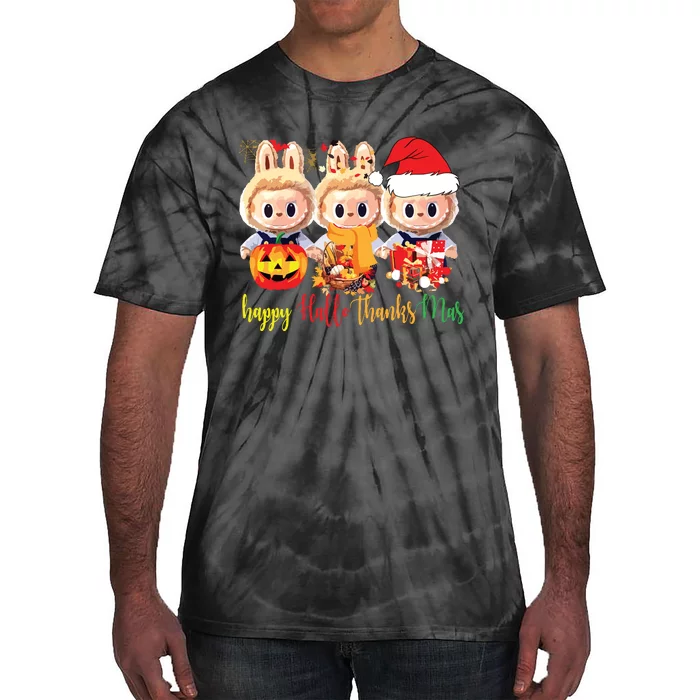 Labubu Happy Hallothanksmas Labubu Lovers Group Matching Tie-Dye T-Shirt