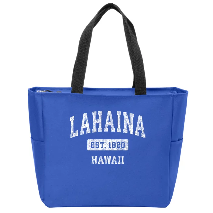 Lahaina Hawaii Hi Vintage Established Sports Design Red Design Zip Tote Bag