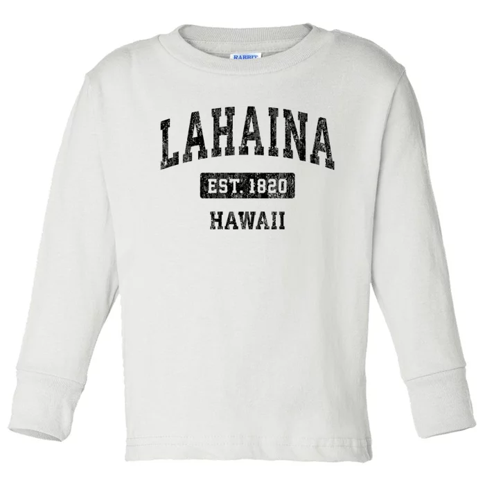 Lahaina Hawaii Hi Vintage Established Sports Design Red Design Toddler Long Sleeve Shirt