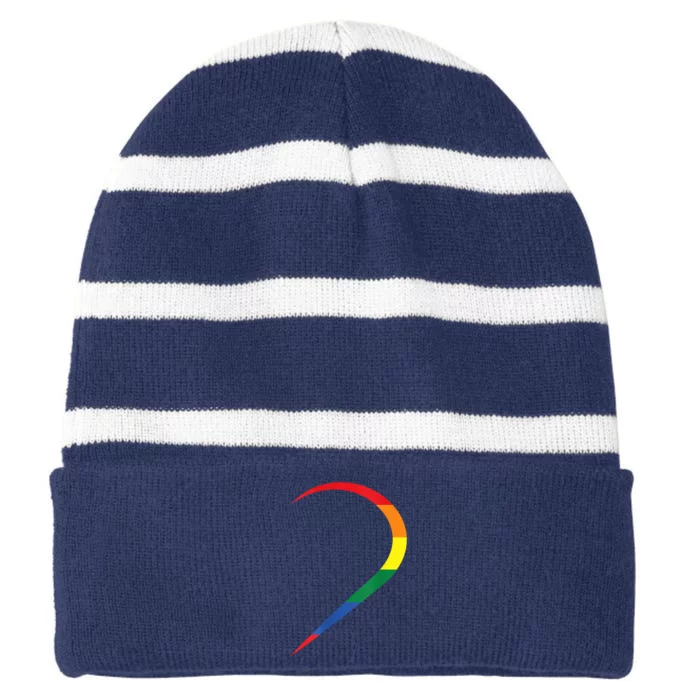 Lgbt Half Heart Love Couple Pride Month Striped Beanie with Solid Band