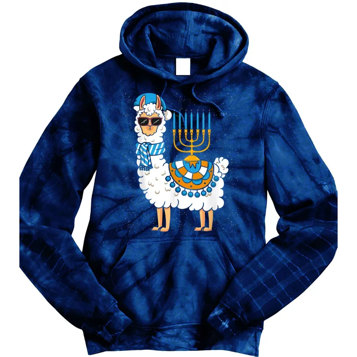 LLama Hanukkah Happy Hanukah Funny Pajama Family Matching Tie Dye Hoodie