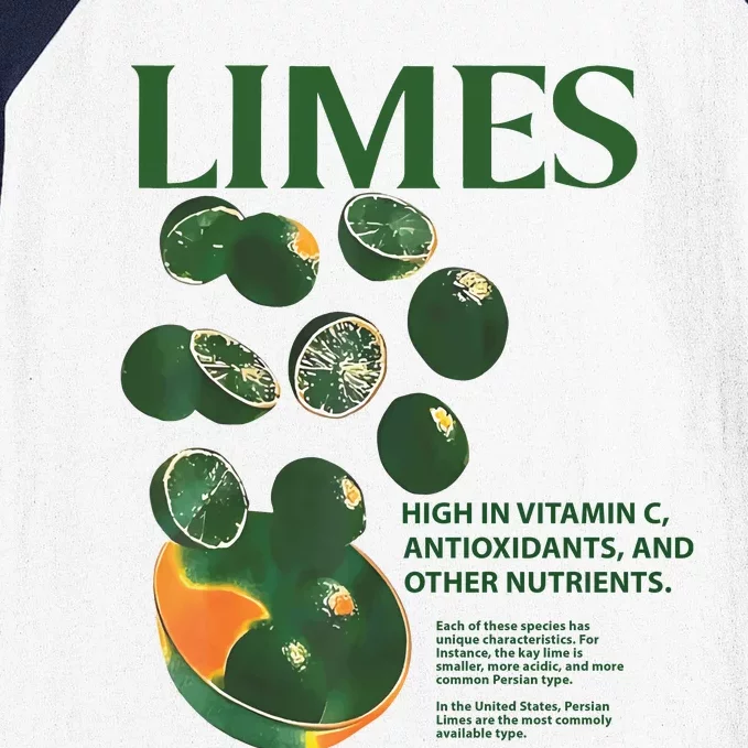 Limes High In Vitamin C Antioxidants And Other Nutrients Baseball Sleeve Shirt