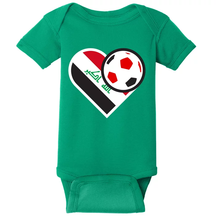 Love Heart Iraqi Futbol Soccer Team Baby Bodysuit