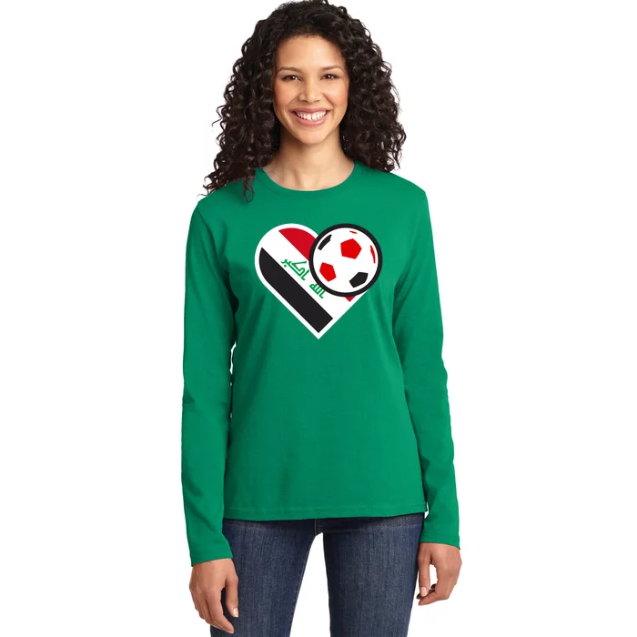 Love Heart Iraqi Futbol Soccer Team Ladies Long Sleeve Shirt