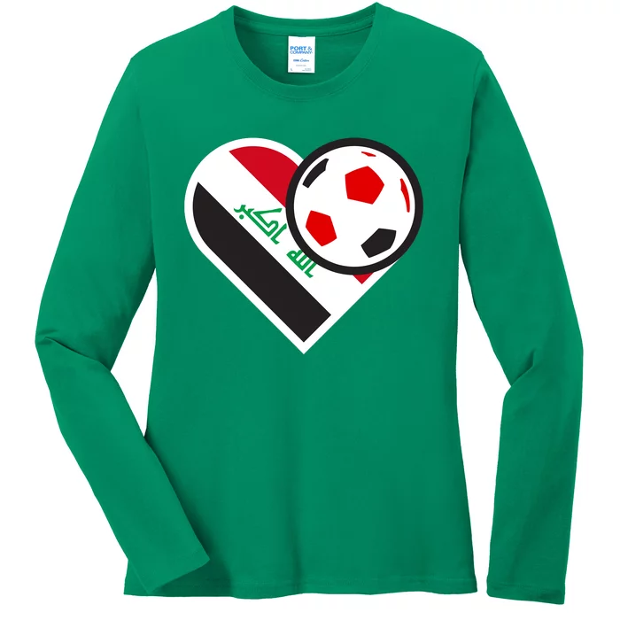 Love Heart Iraqi Futbol Soccer Team Ladies Long Sleeve Shirt