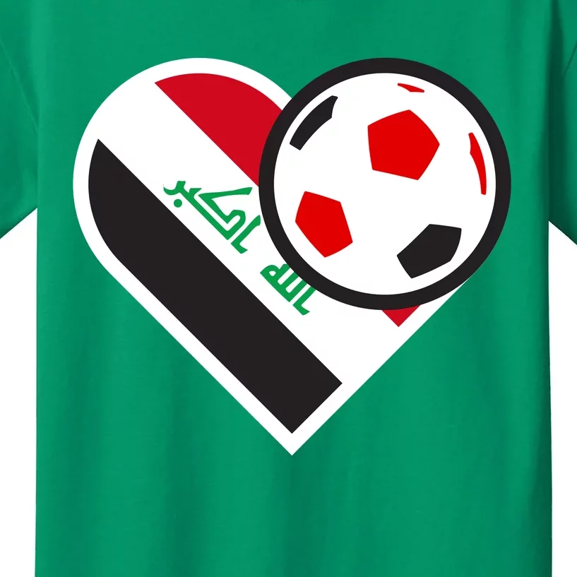 Love Heart Iraqi Futbol Soccer Team Kids T-Shirt